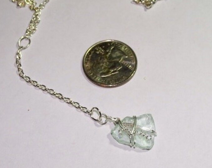 Dainty Y necklace - Y necklace - Wire Wrap - Beach Glass Y Necklace - Gift for her - Aqua Beach Glass Wire Wrapped - Cute Necklace