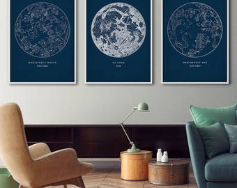 Astronomy Print Set Of 3 Star Map Print Star Chart Print