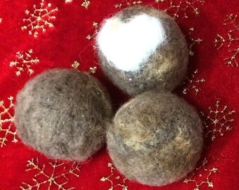 Set of 3 Solid Color Wool Needle Felted Catnip Filled Cat Toy Balls