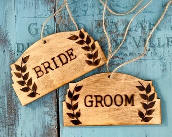Rustic Wood Bride Groom Chair Signs - Wedding Chair Signs - Wooden Chair Signs - Rustic Wedding Chair Signs - Bride Groom Chair signage