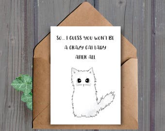DIGITAL DOWNLOAD, Funny Bridal Shower Card, Printable, Engagement Card, Wedding Card, Funny Cat Card, Bride Card, Crazy Cat Lady, Marriage
