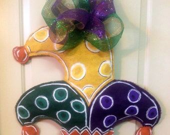 Mardi Gras Burlap Door Hanger