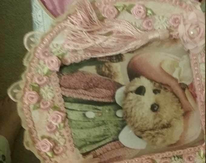 Handmade vintage style miniature dolln teddy miniature size