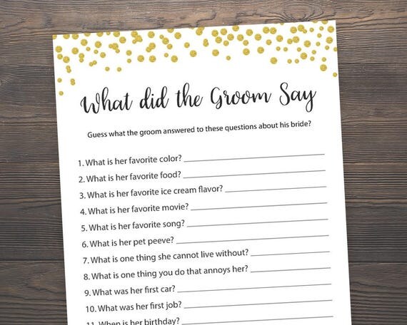 what did the groom say bridal shower games what did he say
