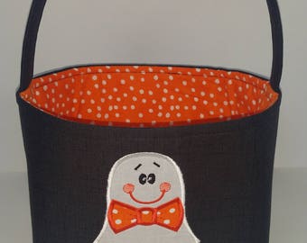 Personalized Halloween Bag, Boy Ghost Halloween Basket, Boy Halloween Bag, Halloween Tote, Halloween Bucket