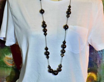 Vintage Necklace with Black Beads