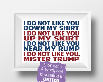 Women's March I Do Not Like You Mr. Trump Protest Sign