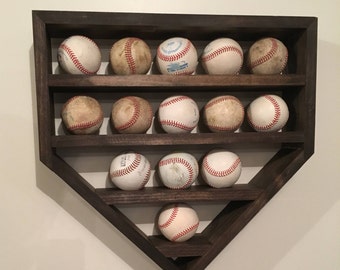 Baseball Display Shelf, Baseball Shelf, Home Plate Baseball Shelf, Home Plate Shadow Box, Baseball Shadow Box