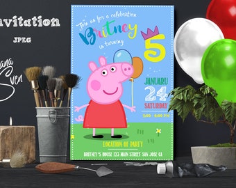Peppa Pig Invitation, Peppa Pig Birthday Invitation , Peppa Pig Invites, Peppa Pig Party Invitation, Personalized Peppa Pig Invite