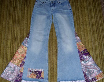 Hippie Bell Bottom Jeans OOAK Custom Order Send Me YOUR Jeans