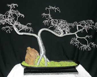 Cascade No.5 Wire Tree Sculpture, with hammered leaves. Original Wire Art by Sal Villano