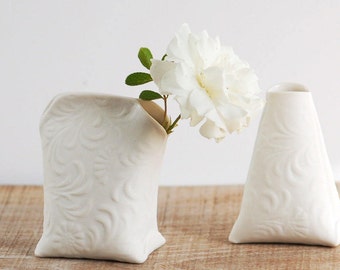 Porcelain Mini Vase. Artful Dodger Variations (Milk). Mini art ceramic vessels by Wapa Studio.