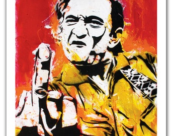 12 x 18" - Johnny Cash art print - Johnny Cash poster - Johnny Cash flipping the bird - Johnny Cash middle finger - Johnny Cash pop art