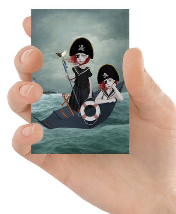 ACEO Card Twin Sisters Aceo Card Miniature Art Print