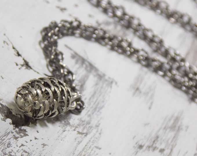 Silver Pinecone Woodland Necklace Pinecone Autumn Fall Jewelry Winter Necklace Pine Cone Jewelry Gift