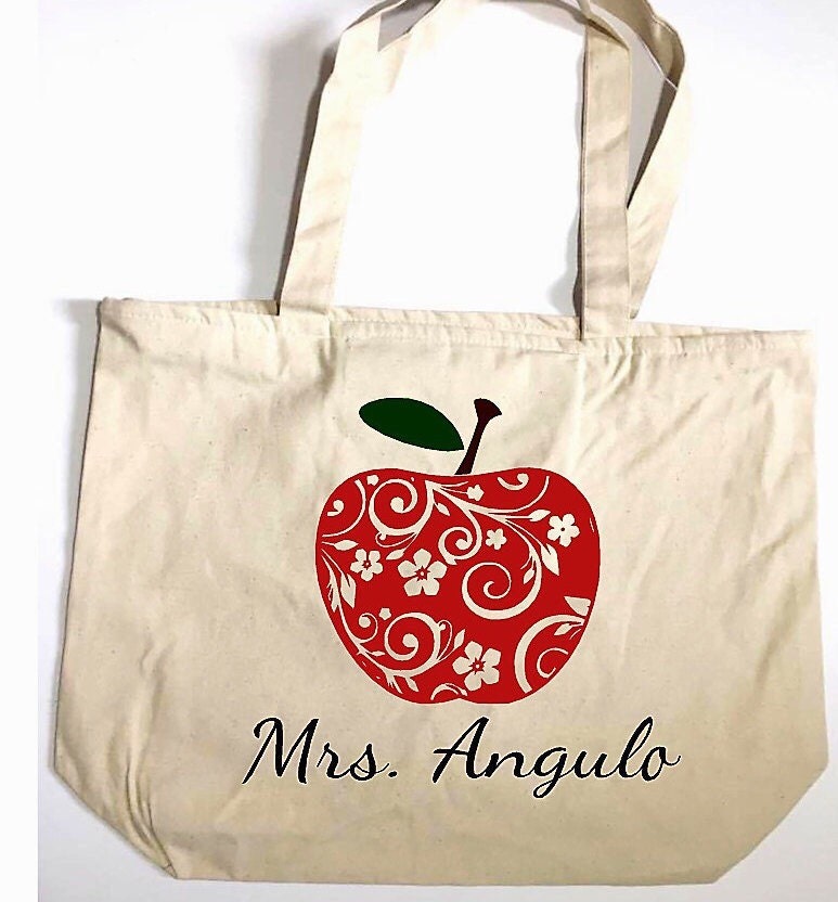 Teacher bag teacher canvas tote apple bag personalized