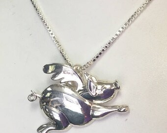 When Pigs Fly Pendant Necklace Sterling Silver