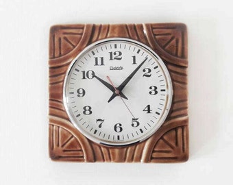 Vintage German Ceramic Wall Clock from Elektrik