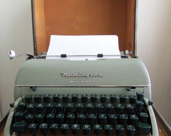 1953 Remington Quiet-Riter typewriter, green, with case