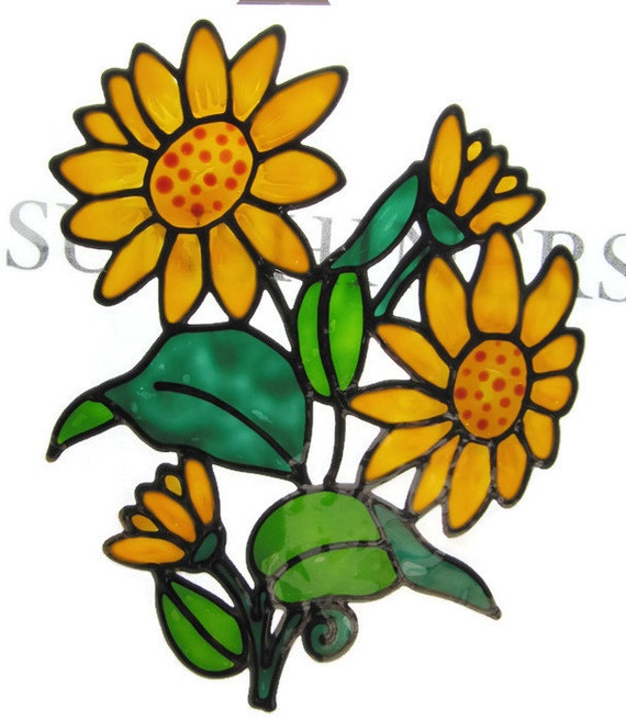 sunflower Suncatcher window sticker/decal stained glass style