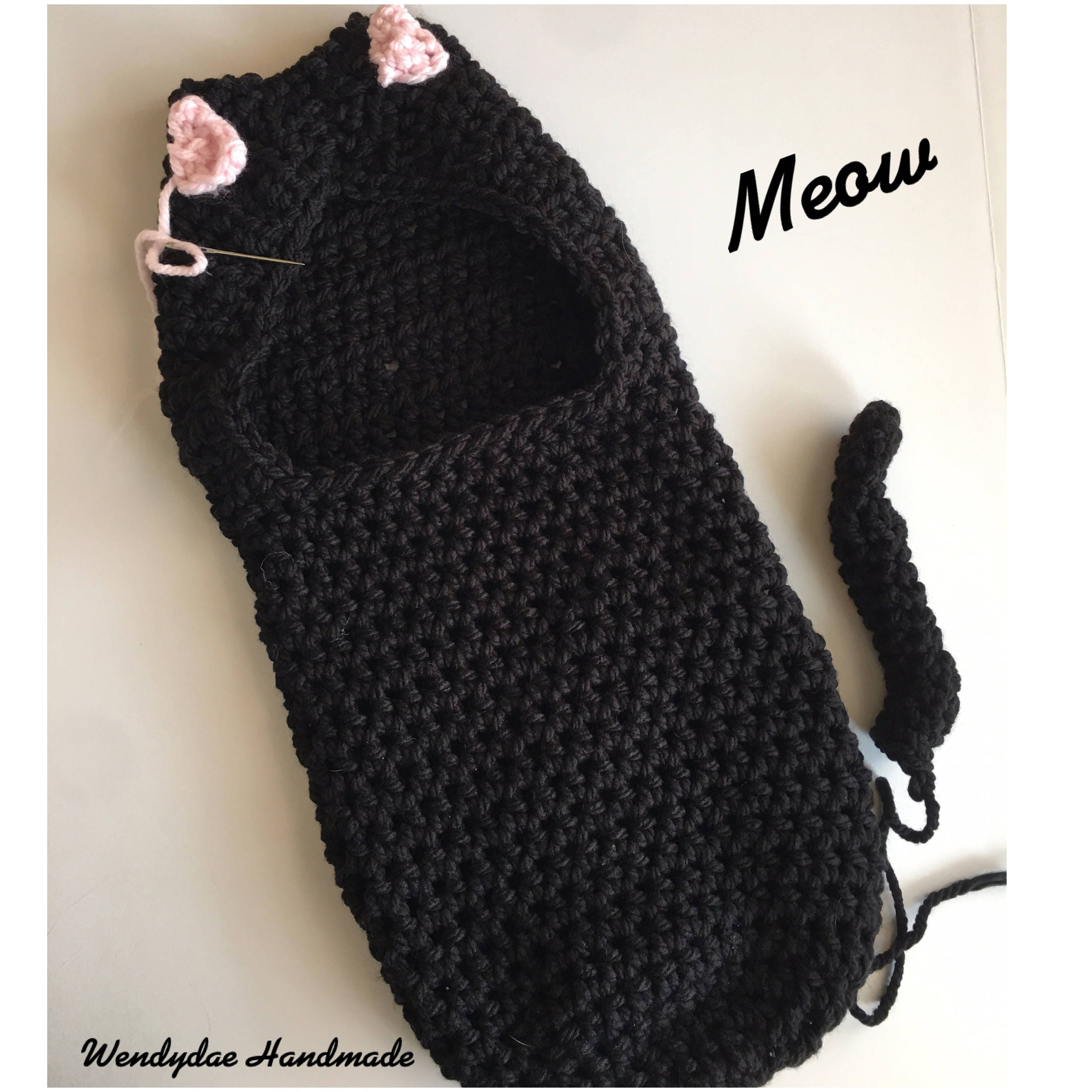 Crochet Pattern Kitten Newborn Swaddle Cocoon Photo Prop