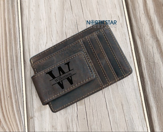Mens Leather Wallet Personalized Wallet Money Clip wallet