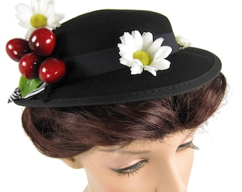 Mary Poppins Costume Hat with Cherries and Daisies 4022080849