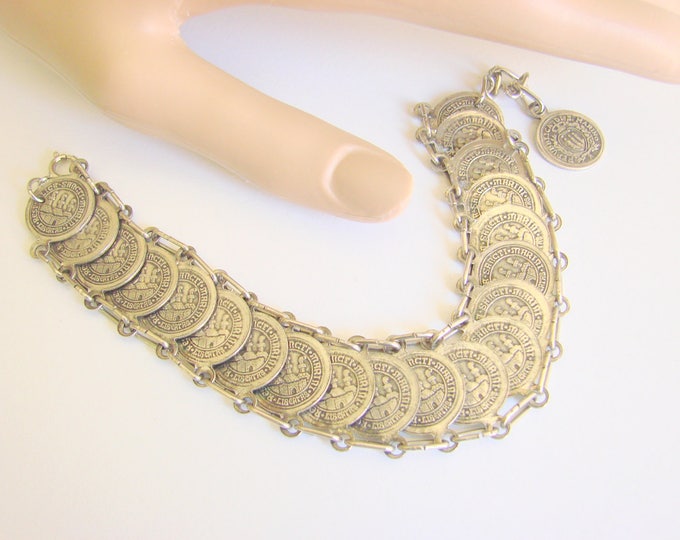 Vintage Italian Souvenir Dis Marino Coin Charm Link Bracelet / Jewelry / Jewellery