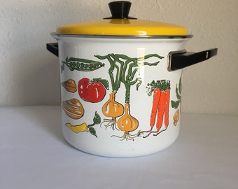 Vintage Crab Pot, San Ignacio, Steamer Pot, Stock Pot, Vintage Enamel Pot, Vintage Cooking Pot, Vegetable Pot, Steamer Pot
