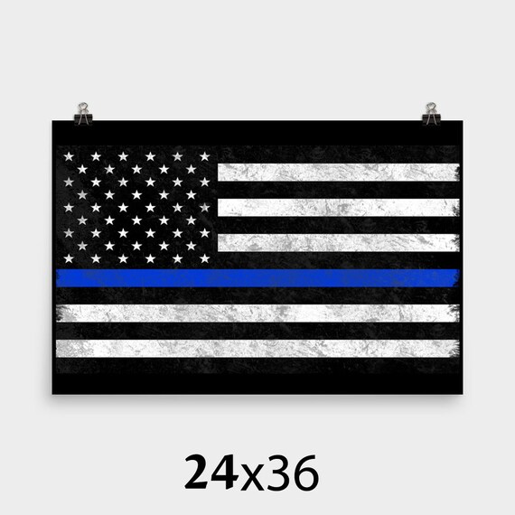 Items similar to Thin Blue Line Art Print, Wall Art American Flag