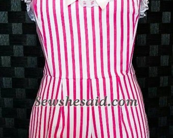 Candy Striper Custom Size Playsuit Made to Order Pillbox hat