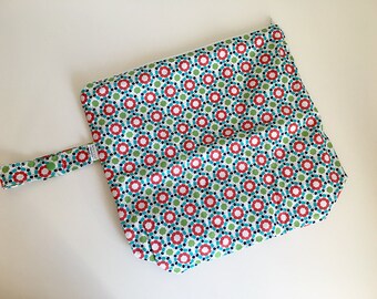 Wet /Dry Bag with Snap Handle - Waterproof Zipper Bag, Mod Floral