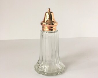 Sugar Shaker, Vintage Sugar Caster, Sugar Muffineer, Pressed Glass and Plated Metal