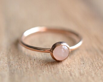 14K Rose Gold Filled Rose Quartz Ring // Rose Gold Rose Quartz Ring // Rose Gold Ring // Rose Quartz Stacking Ring // Gift for Her