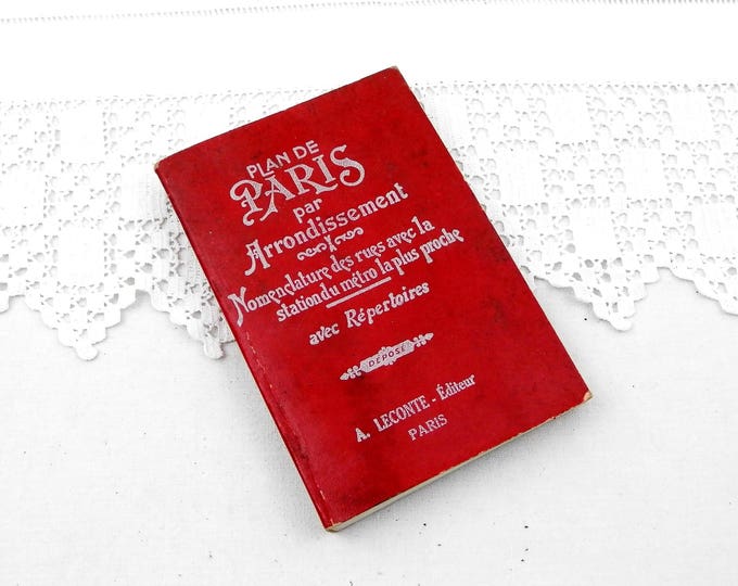 Vintage French Street Guide of Paris with Metro and Bus Time Tables, Maps of Arrondissements and Banlieue, Parisian Decor, Shabby, Vintage