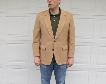 1960s mens vintage Camel Hair jacket, camel hair blazer, vintage camel, Large