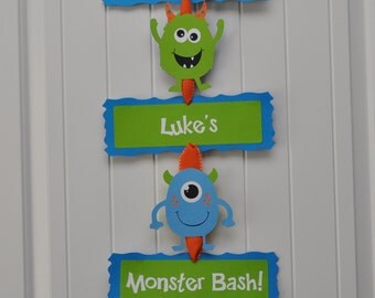 Monster Bash Door Sign, Monster Birthday Party Door Sign