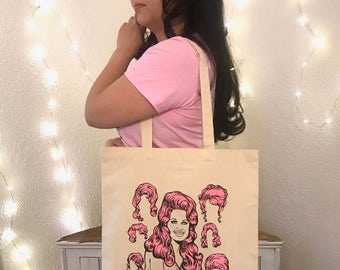 Dolly pink hair tote bag