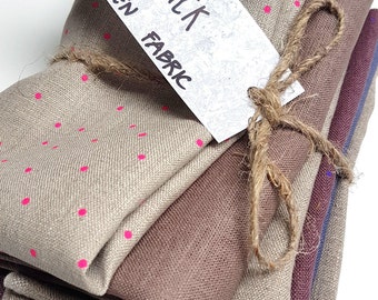 Naturally Linen fabric Scrap Pack. Natural Fabric Scraps. Linen Scrap Pack. Patchwork Fabric. Linen remnants. flax fabric.