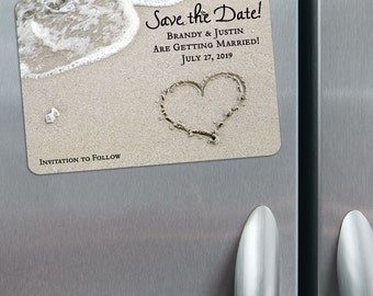 Heart on Beach - Magnet - Save the Date + Envelopes