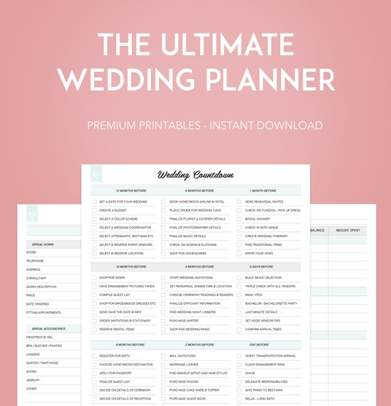 The ULTIMATE Wedding Planner INSTANT DOWNLOAD 40 Printable