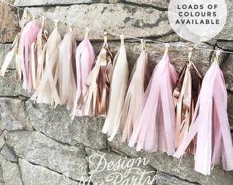 Blush Glam Pink & Rose Gold Tassel Garland Tissue Paper Balloon Tassel