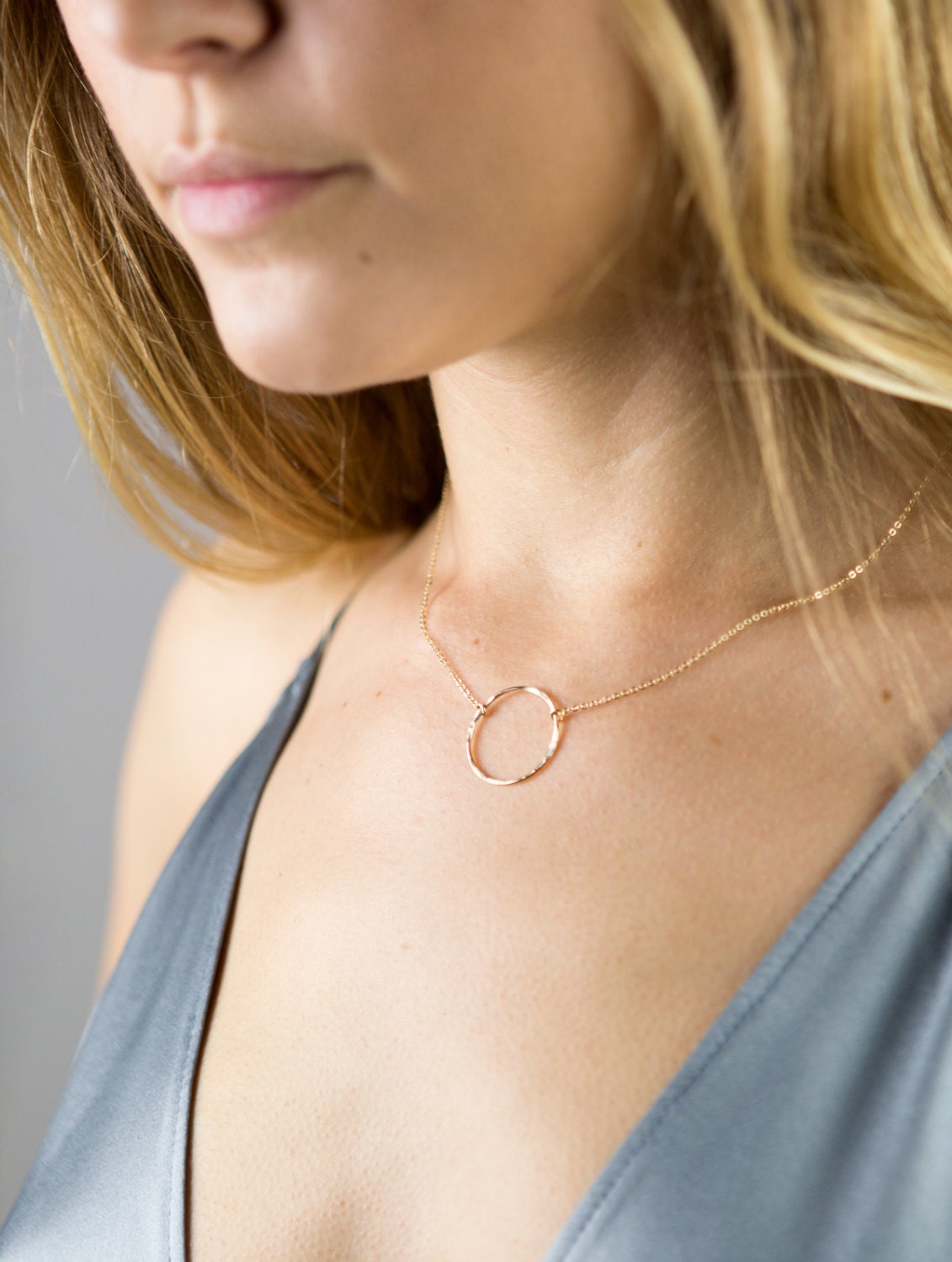 Delicate Circle Necklace 14k Gold Fill or Sterling Silver