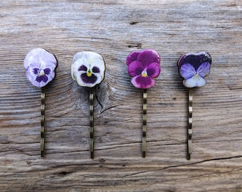 Flower hair pin, summer hairgrips, wedding hair accessories, bobby pins, hairgrip, pansy accessories, flower accessories, bridal hair comb