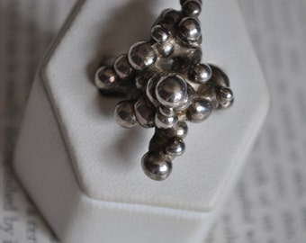Heavy Vintage Sterling Ring - 1970s Modernist Ring