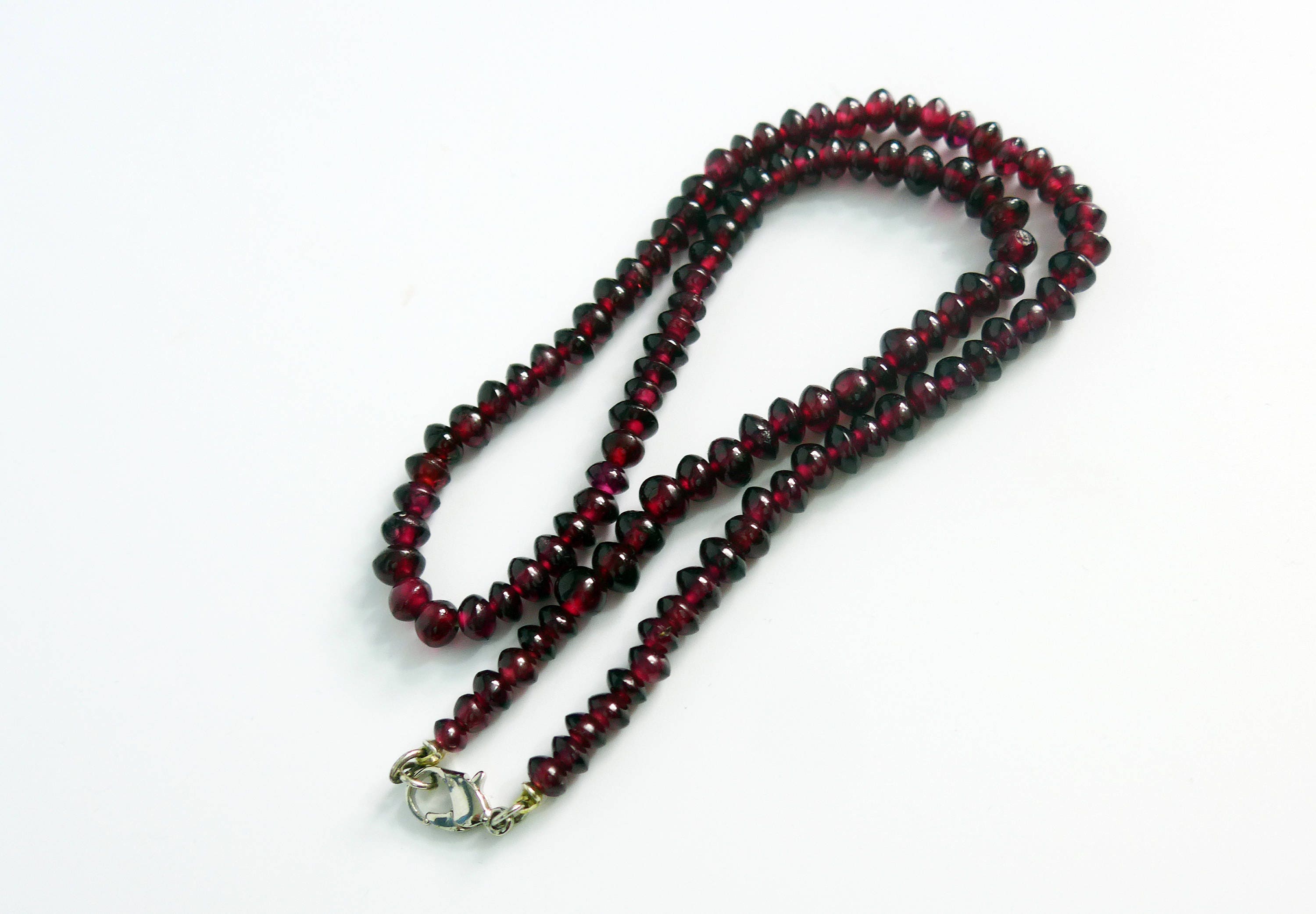 Vintage Garnet Necklace - Retro / Antique Garnet Bead Choker Necklace ...