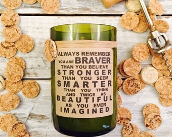 Candles made out of recycled wine bottles