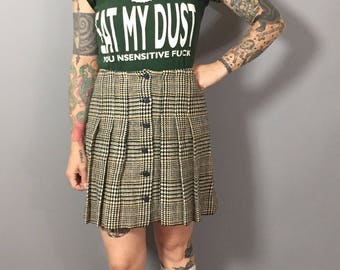 1960s Plaid Skirt / Plaid Wool Skirt / Pleated Skirt / Plaid Pleated Skirt / 1960s Plaid Skirt / 1960s Pleated Skirt / Mini Skirt / Mod