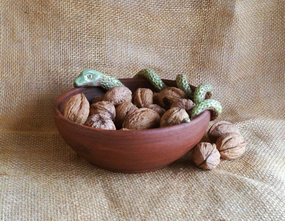SNAKE bowl SOUP bowl Ceramic bowl Handmade bowl Green serpent