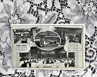 1943 Vintage Postcard/Cabin Grill Restaurant 33 West 33rd Street New York City/Vintage photograph/vintage postcard/paper ephemera/New York